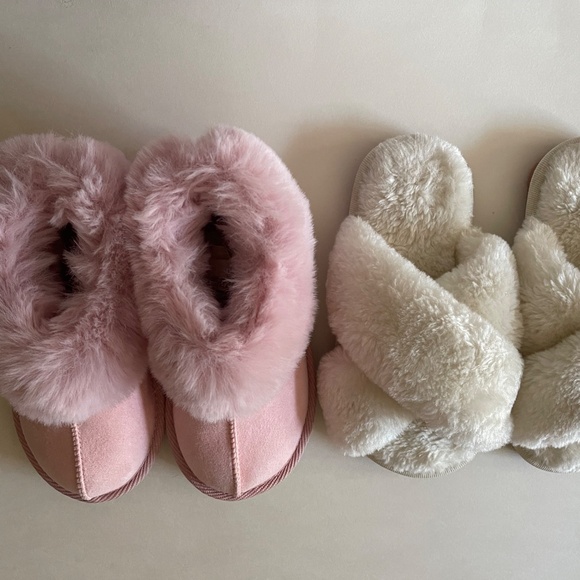 Girls Faux Fur Slippers - Two pairs - Picture 3 of 16